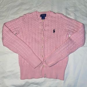 POLO Ralph Lauren Girl’s Pink Mini-Cable Cotton Cardigan